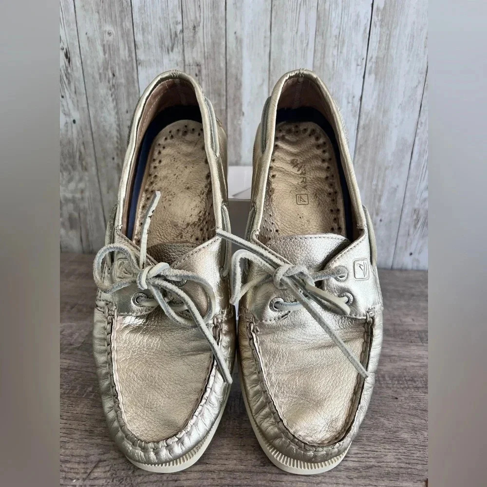 Sperry Topsiders Gold Leather Boat Shoes